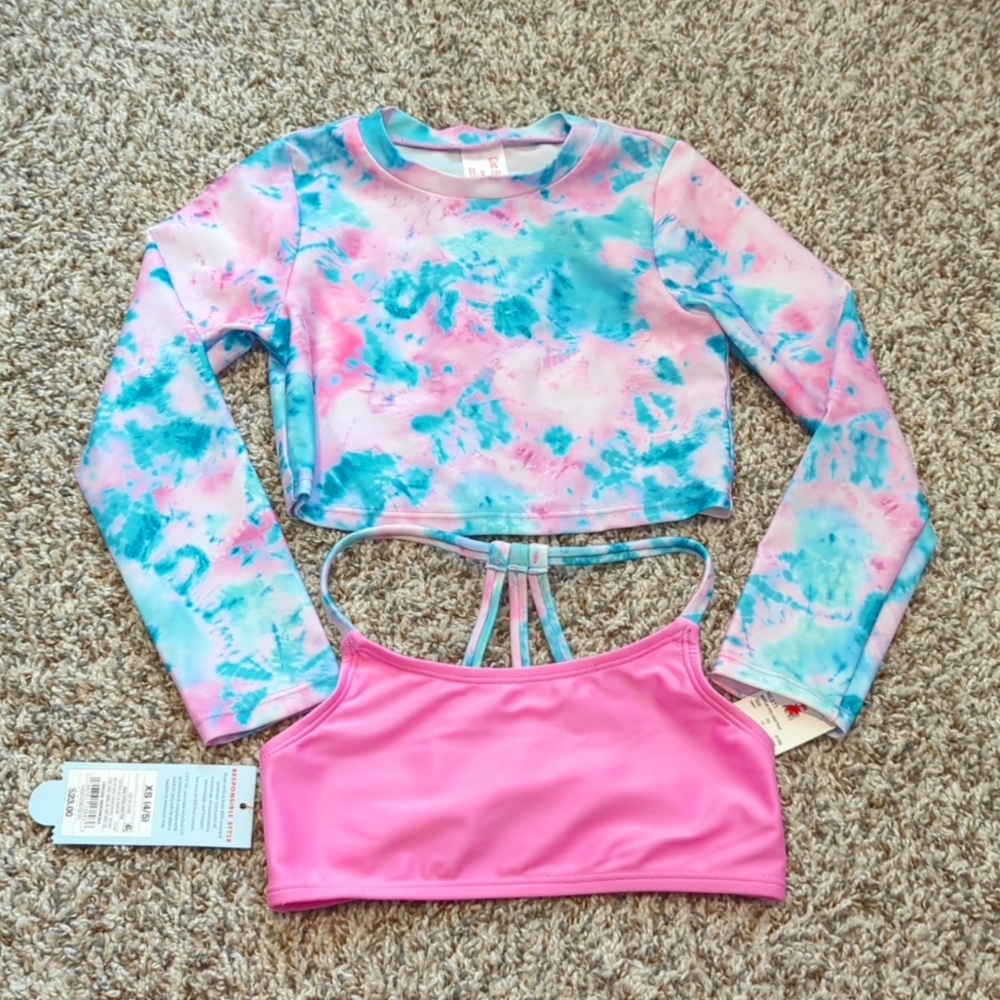 Cat & Jack Girls XS (4/5) swimsuit tops